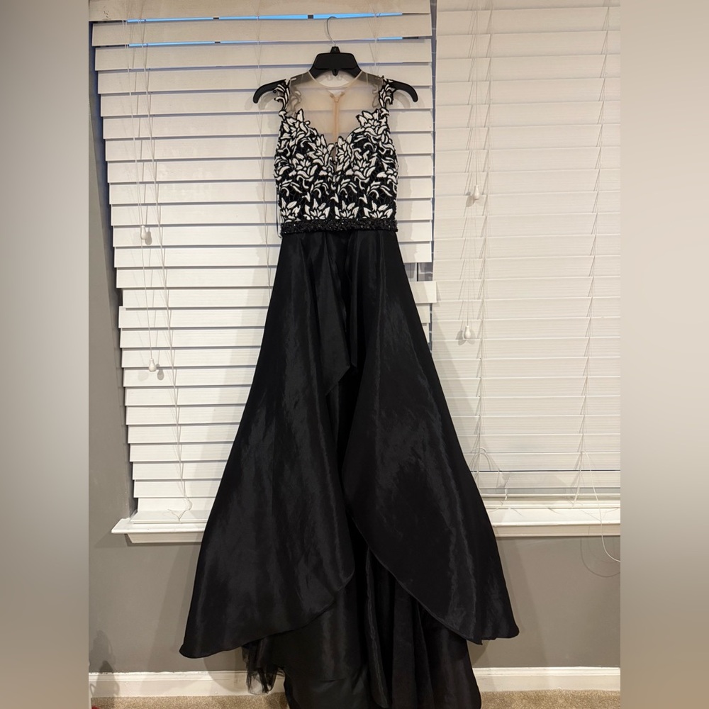 Elegant Black and White Evening Gown